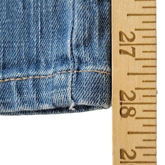 Seven7 Slim Straight Jeans Mid Rise Leg Slits Distressed 29X28 Size 4 - Picture 10 of 12